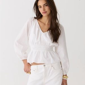 J. Crew V-neck Smocked-waist Blouse